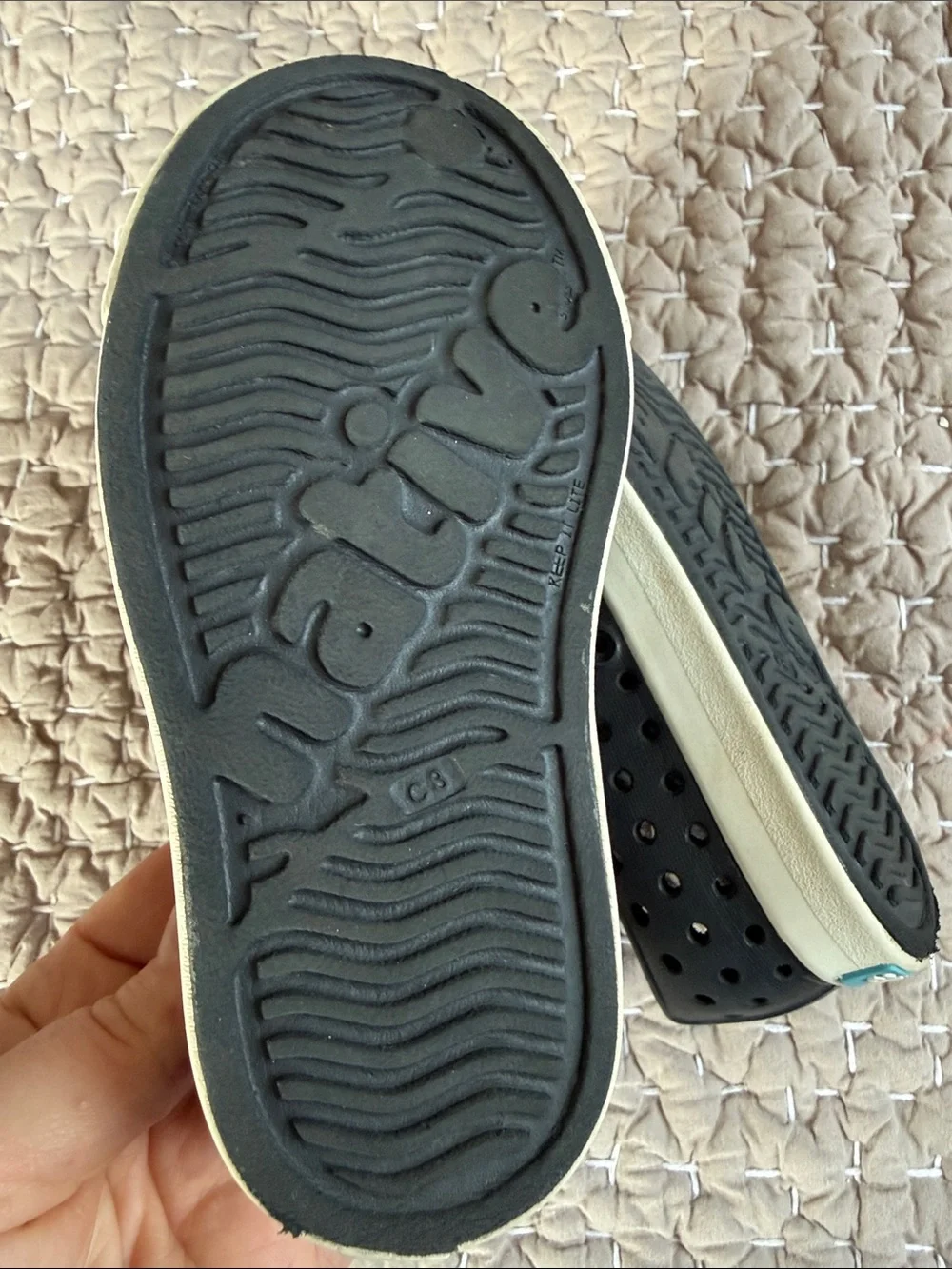 Native Kids Black Slip-On Water Shoes with Cream Toe